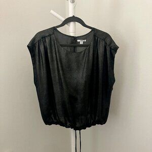 bar III Women's Shimmery Black Top
